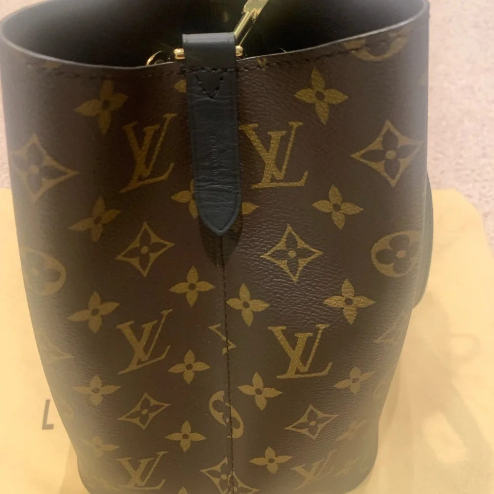 Louis Vuitton Brown Monogram Canvas Bucket Bag with Black Trim